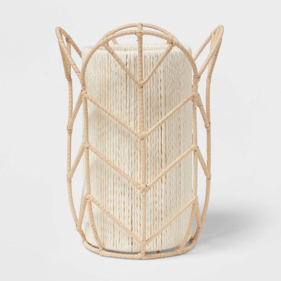 Rattan Tulip Cylinder Bedside Lamp (Includes Energy Efficient Bulb) - Pillo - Picture 1 of 3